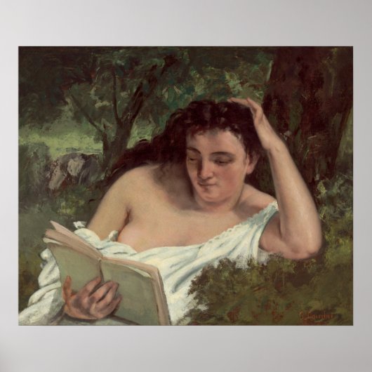 Jonge vrouw die leest - Gustave Courbet Fine Art Poster (Voorkant)