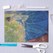 Jonge vrouw die leest in een venster tissuepapier (Craft)