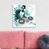 Jonge vrouw Dj Gebruikend Platenspeler in Nightclu Canvas Afdruk (Insitu (Woonkamer))