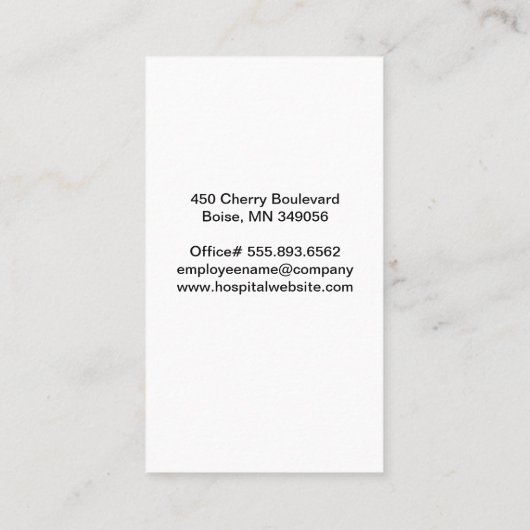 Jonge vrouw dokter glimlachend in Kantoor Visitekaartje (Achterkant)