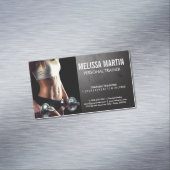 Jonge Vrouw Holding Dumbbells | Opleiding Magnetisch Visitekaartje (Voorbeeld)