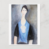 Jonge Vrouw in Blauw, Modigliani Briefkaart (Voorkant)