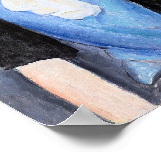 Jonge Vrouw in Blauw, Modigliani Poster (Hoek)