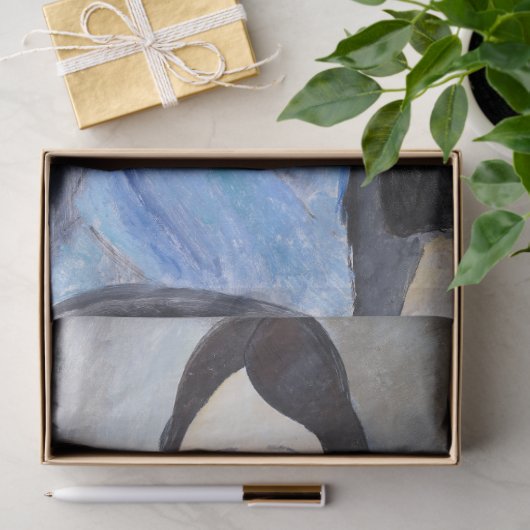 Jonge Vrouw in Blauw, Modigliani Tissuepapier (Geschenk)