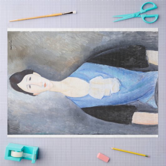 Jonge Vrouw in Blauw, Modigliani Tissuepapier (Craft)