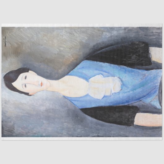 Jonge Vrouw in Blauw, Modigliani Tissuepapier (Voorkant)