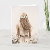 Jonge vrouw in Daisy Field Kaart (Voorkant)