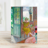 Jonge vrouw in een bloemrijk interieur Henri Lebas Kaart