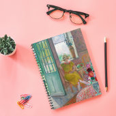 Jonge vrouw in een bloemrijk interieur Henri Lebas Notitieboek