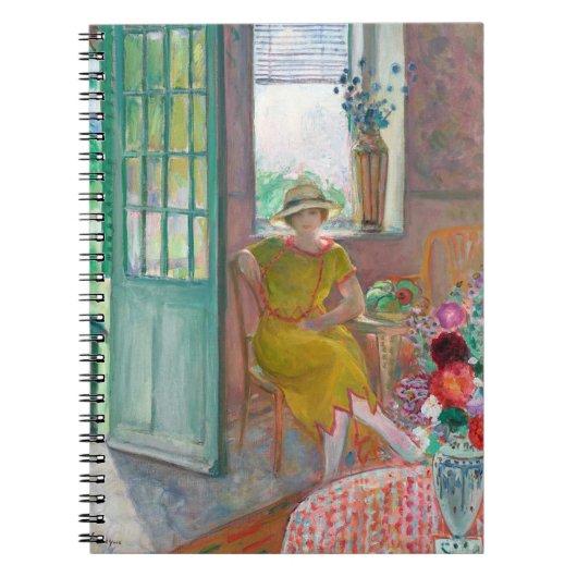 Jonge vrouw in een bloemrijk interieur Henri Lebas Notitieboek (Voorkant)