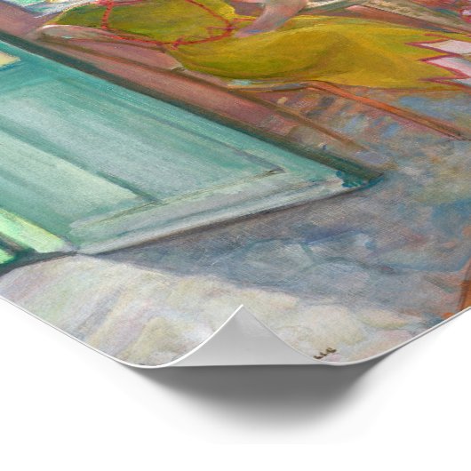 Jonge vrouw in een bloemrijk interieur Henri Lebas Poster (Hoek)