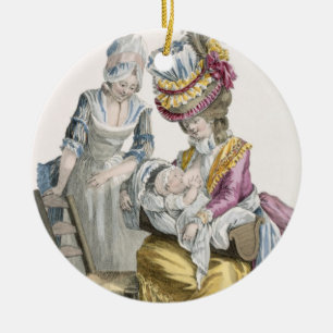 Jonge Vrouw in een Dress 'a la Levite' Borstvoedin Keramisch Ornament
