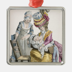 Jonge Vrouw in een Dress 'a la Levite' Borstvoedin Metalen Ornament