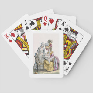 Jonge vrouw in een dress 'a la Levite' borstvoedin Pokerkaarten