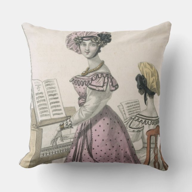 Jonge Vrouw in een roze Organische Dress getrimd m Kussen (Voorkant)