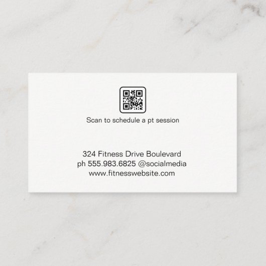 Jonge vrouw in fitnesskleding visitekaartje (Achterkant)