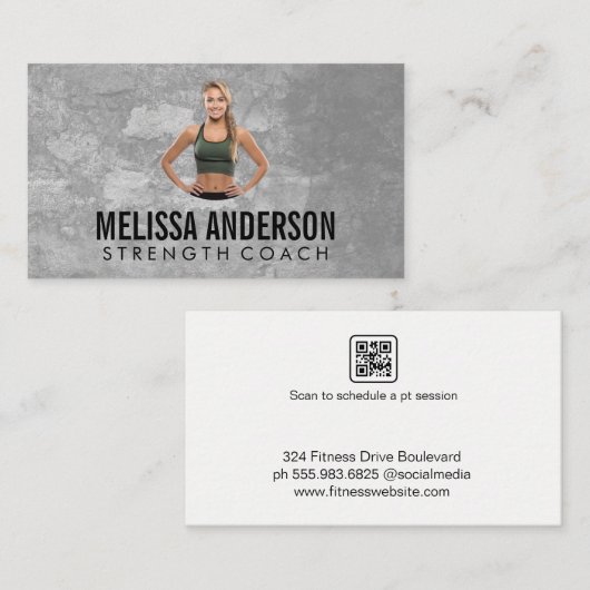 Jonge vrouw in fitnesskleding visitekaartje (Voorkant / Achterkant)