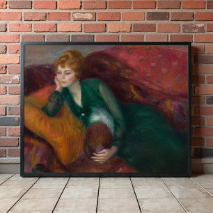 Jonge vrouw in het groen, William James Glackens Poster