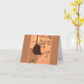 Jonge vrouw in Shoji Screen AUTUMN Blank Note Kaart (Gele Bloem)