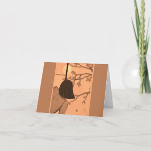 Jonge vrouw in Shoji Screen AUTUMN Blank Note Kaart