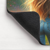 Jonge vrouw in tulpengebied muismat (Hoek)