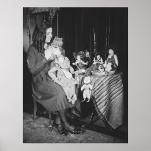 Jonge Vrouw, Kat & Doll, jaren '20 Poster