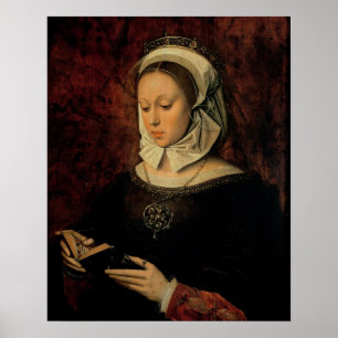 Jonge vrouw Leest een boek van uren (olie op het p Poster