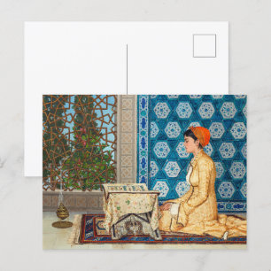 Jonge vrouw leest   Osman Hamdi Bey   Briefkaart