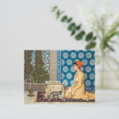Jonge vrouw leest | Osman Hamdi Bey | Briefkaart (Staand voorkant)