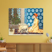 Jonge vrouw leest | Osman Hamdi Bey | Canvas Afdruk (Insitu (Woonkamer))