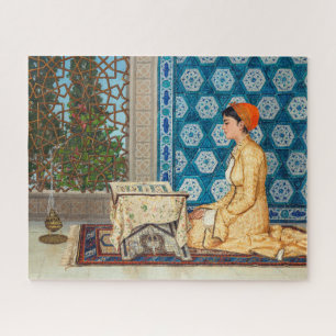Jonge vrouw leest Osman Hamdi Bey Legpuzzel