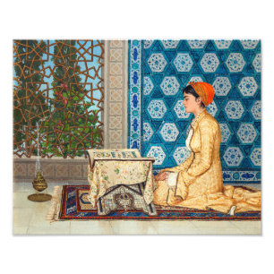 Jonge vrouw lezend Osman Hamdi Bey Foto Afdruk