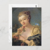 Jonge Vrouw met een Boeket van Rozen Briefkaart (Voorkant / Achterkant)
