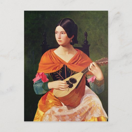 Jonge vrouw met een Mandolin, 1845-47 Briefkaart (Voorkant)