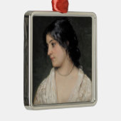 Jonge Vrouw met een Parel Ketting Metalen Ornament (Rechts)