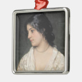 Jonge Vrouw met een Parel Ketting Metalen Ornament (Links)