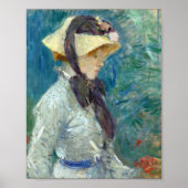 Jonge vrouw met een rietje Pet | Berthe Morisot Poster (Voorkant)
