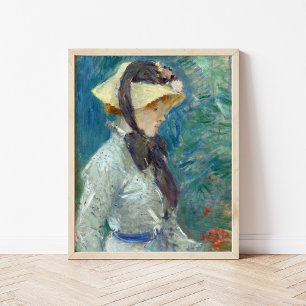 Jonge vrouw met een rietje Pet   Berthe Morisot Poster