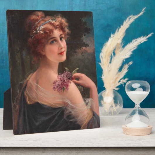Jonge Vrouw met een Sprig Lila Fotoplaat (Zijkant)
