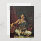 Jonge vrouw met een Veena Briefkaart (Voorkant / Achterkant)