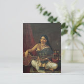 Jonge vrouw met een Veena Briefkaart (Staand voorkant)