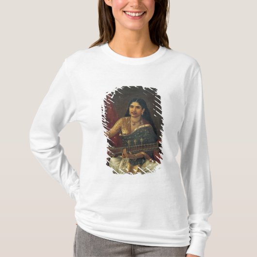 Jonge vrouw met een Veena T-shirt (Voorkant)