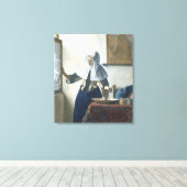 Jonge Vrouw met een Waterkruik van het Water Canvas Afdruk (Insitu (Houten vloer))