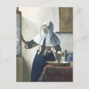 Jonge vrouw met een waterpitcher briefkaart