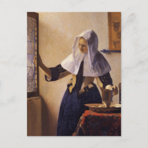 Jonge vrouw met een waterpitcher briefkaart