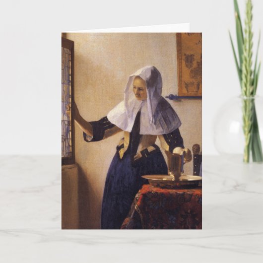 Jonge vrouw met een waterpitcher kaart (Voorkant)