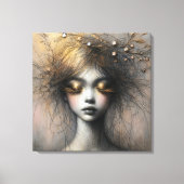 Jonge vrouw met gouden wimpers canvas afdruk (Voorkant)