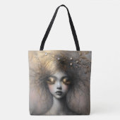 Jonge vrouw met gouden wimpers tote bag (Voorkant)
