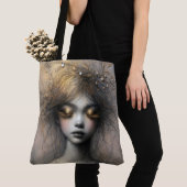 Jonge vrouw met gouden wimpers tote bag (Dichtbij)