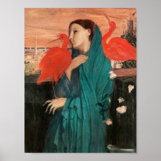 Jonge vrouw met Ibis, Degas Poster (Voorkant)